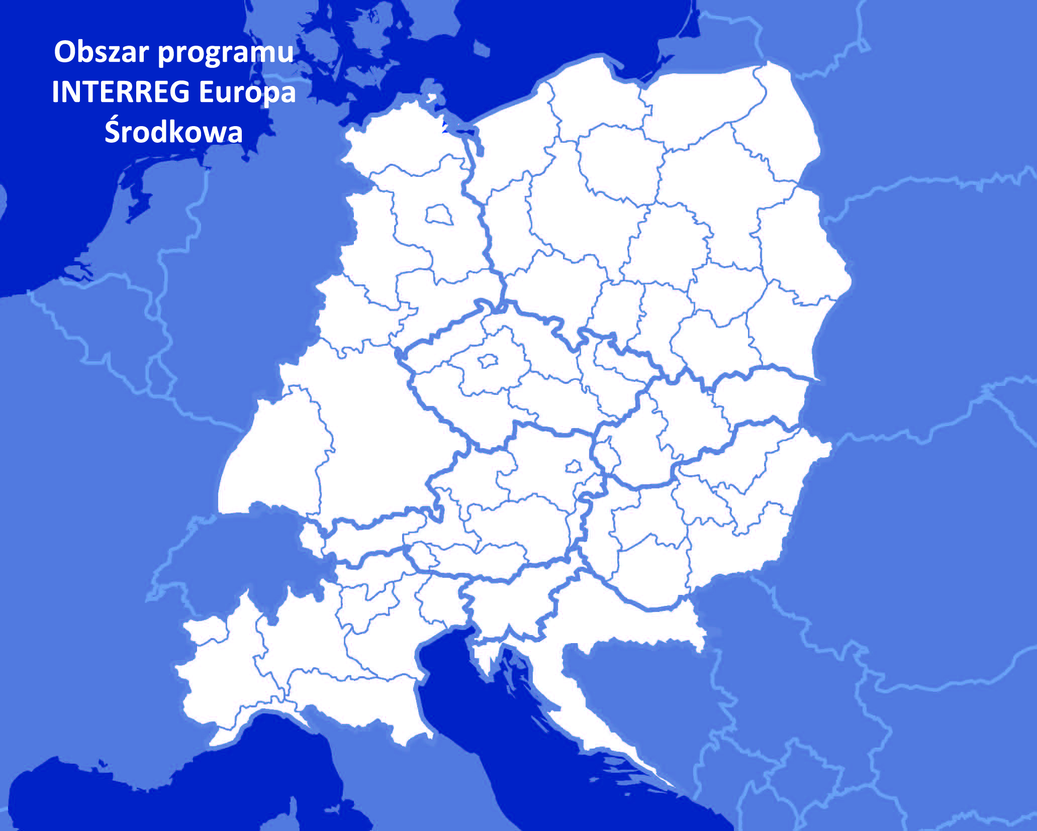 ICE - mapa - obszar programu INTERREG Europa Środkowa