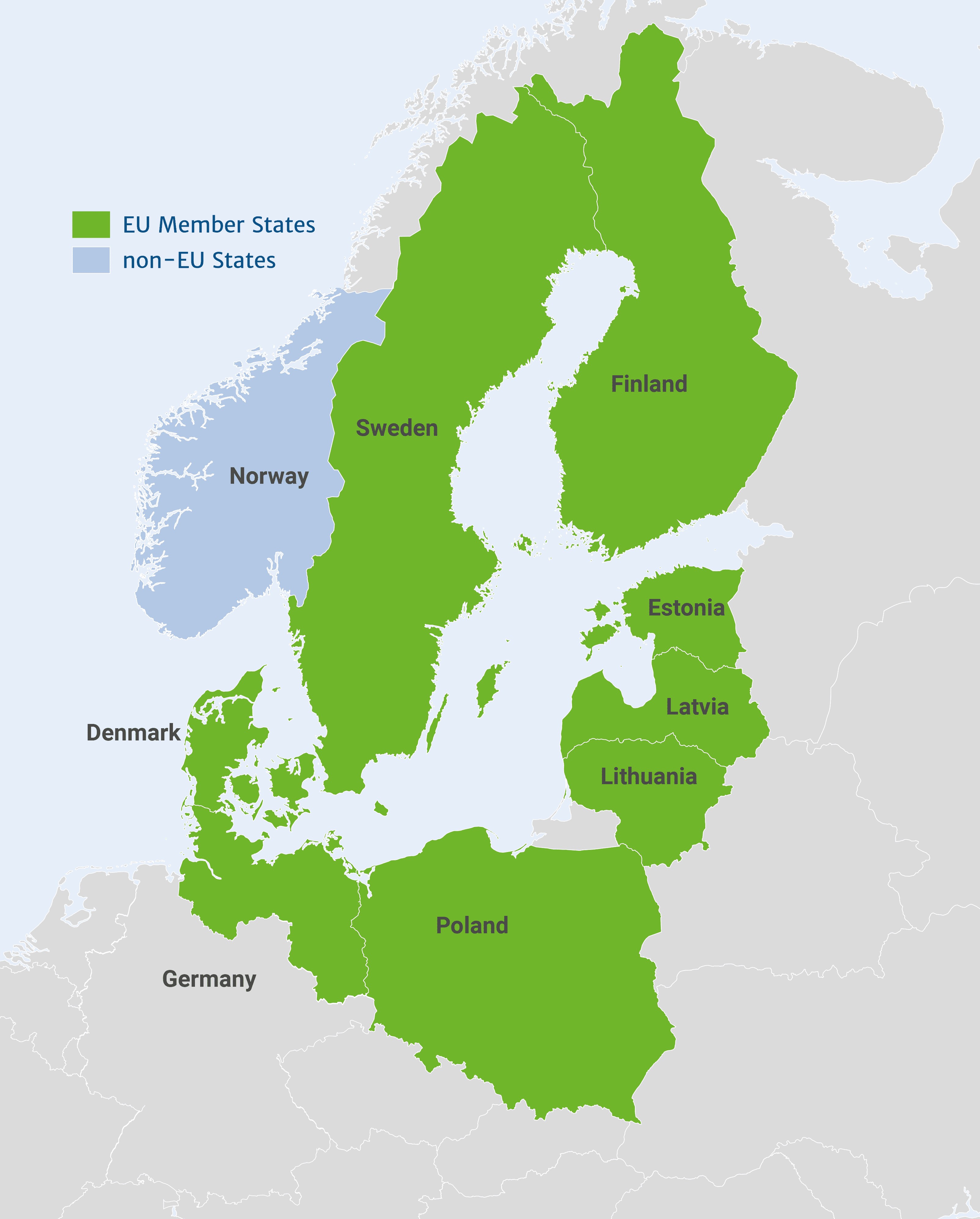 Mapa. Obszar Programu IBSR 2021-2027.