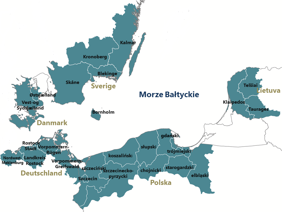 Obszar wsparcia programu Południowy Bałtyk